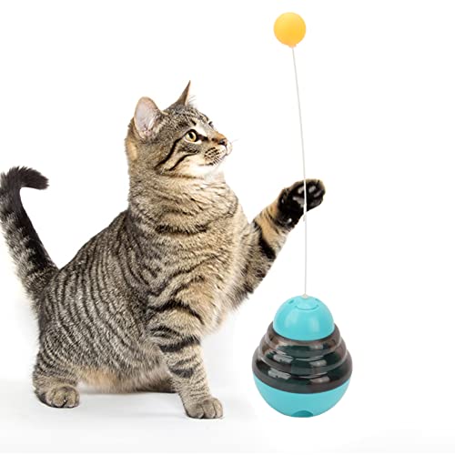 BEIJIALY Leckerli-Spenderball für Katzen, Spielzeug für Katzenbälle, Interaktives Kätzchen-Puzzlespielzeug, Langsames Füttern, Interaktives Kauspielzeug für Tierfutter mit Neckball(Blauer See) von BEIJIALY