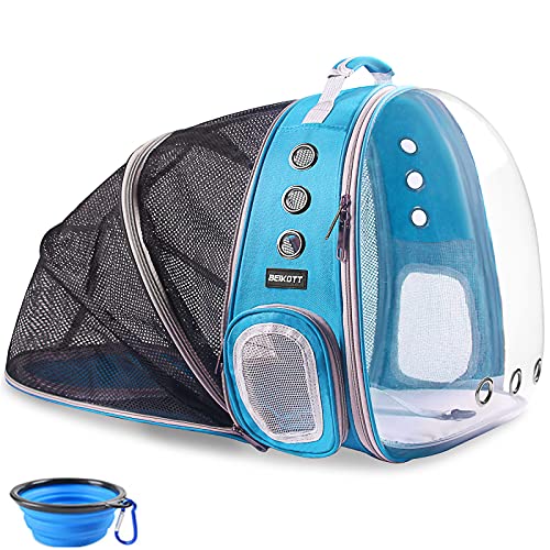 BEIKOTT Erweiterbarer Katzenrucksack, Haustier, Hund, kleine Katzen, Vögel, transparenter Kapselrucksack für Reisen, Wandern, Outdoor von BEIKOTT