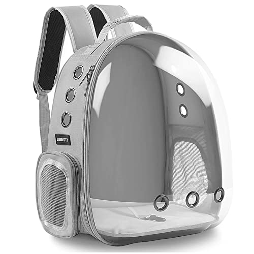 BEIKOTT Katzenrucksack Tragetasche, Hunderucksack, Haustier-Rucksack für kleine Katzen, Welpen, Hunde, Hase, von Fluggesellschaften zugelassen, belüftet, transparenter Kapselrucksack für Reisen, von BEIKOTT