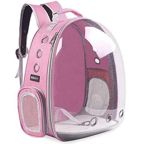 BEIKOTT Katzenrucksack Tragetasche, Hunderucksack, Haustier-Rucksack für kleine Katzen, Welpen, Hunde, Hase, von Fluggesellschaften zugelassen, belüftet, transparenter Kapselrucksack für Reisen, von BEIKOTT