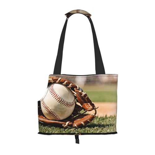 Baseball-bedruckte faltbare Haustiertasche – tragbare Reisetasche für Welpen, Katzen, Haustier-Tragetasche, Rucksäcke von BEIVGOXL