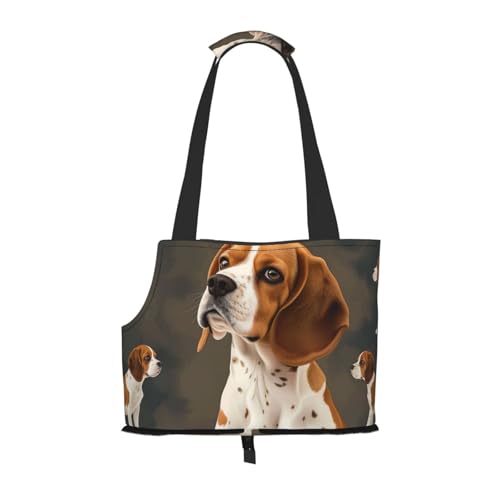 Beagle Dog bedruckte faltbare Haustiertasche – tragbare Reisetasche für Welpen, Katzen, Haustier-Tragetasche, Rucksäcke von BEIVGOXL