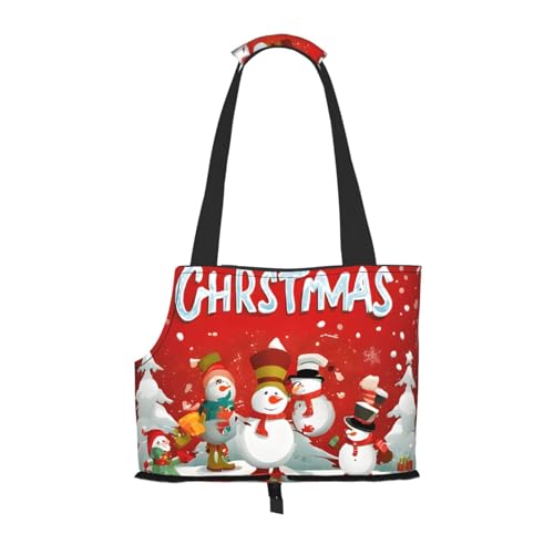 Bedruckte faltbare Haustiertasche mit Aufschrift "Merry Christmas", tragbare Reisetasche für Welpen, Katzen, Haustier-Tragetasche, Rucksäcke von BEIVGOXL