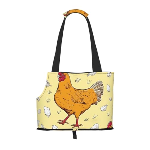 Bedruckte faltbare Haustiertasche mit Huhn-Motiv, tragbare Reisetasche für Welpen, Katzen, Haustier-Tragetasche, Rucksäcke von BEIVGOXL