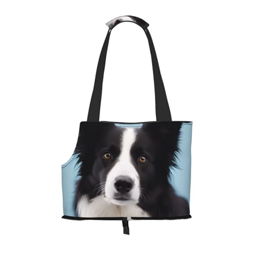 Border Collie bedruckte faltbare Haustiertasche – tragbare Reisetasche für Welpen, Katzen, Haustier-Tragetasche, Rucksäcke von BEIVGOXL