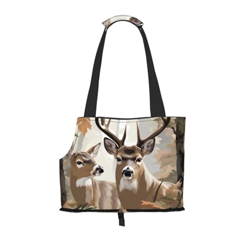 Camouflage Deer_1 bedruckte faltbare Haustiertasche – tragbare Reisetasche für Welpen, Katzen, Haustier-Tragetasche, Rucksäcke von BEIVGOXL