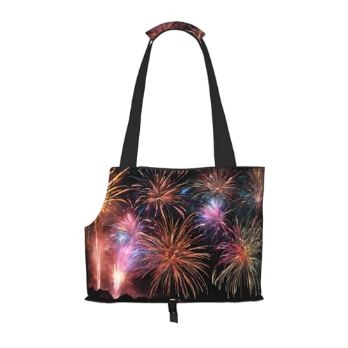 Explosion Firework 3D-gedruckte faltbare Haustiertasche – tragbare Reisetasche für Welpen, Katzen, Haustier-Tragetasche, Rucksäcke von BEIVGOXL