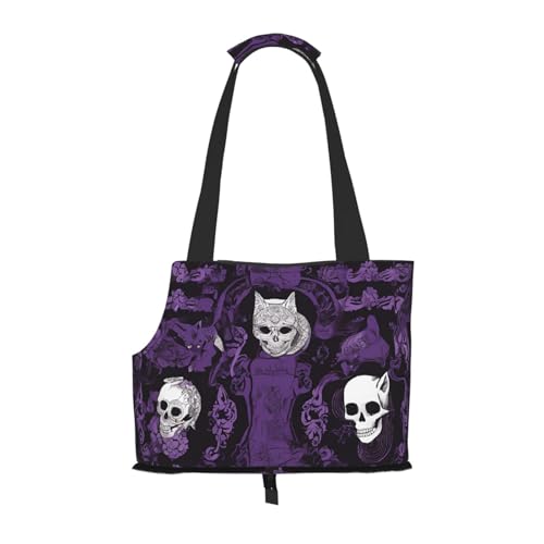 Faltbare Haustiertasche für Welpen, Katzen, Gothic-Stil, Lila / Schwarz von BEIVGOXL