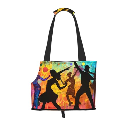 Faltbare Haustiertasche mit Aufdruck "Dance with Music", tragbare Reisetasche für Welpen, Katzen, Haustier-Tragetasche, Rucksäcke von BEIVGOXL