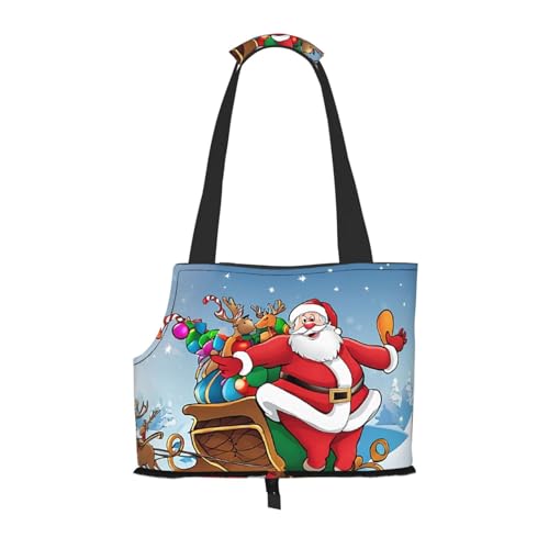 Faltbare Haustiertasche mit Aufdruck "Merry Christmas", tragbare Reisetasche für Welpen, Katzen, Haustier-Tragetasche, Rucksäcke von BEIVGOXL