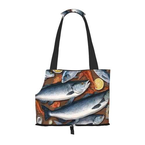 Faltbare Haustiertasche mit Fischködermotiv, tragbar, für Welpen, Katzen, Reisetasche, Haustier-Tragetasche, Rucksäcke von BEIVGOXL