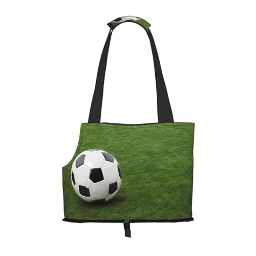 Faltbare Haustiertasche mit Fußballball auf Gras, tragbar, für Welpen, Katzen, Reisetasche, Haustier-Tragetasche, Rucksäcke von BEIVGOXL