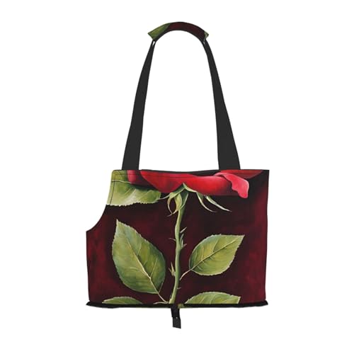 Faltbare Haustiertasche mit Gothic-Rosen-Druck, tragbare Reisetasche für Welpen, Katzen, Haustier-Tragetasche, Rucksäcke von BEIVGOXL