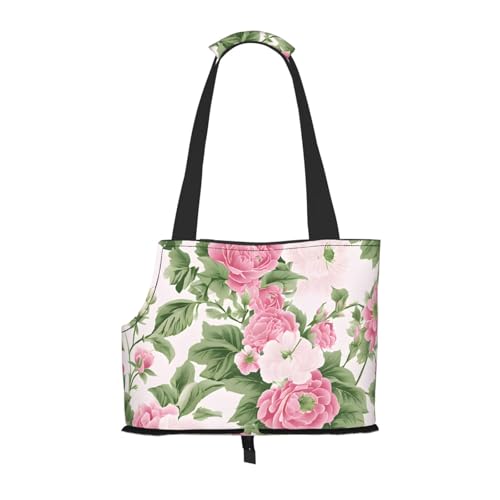 Faltbare Haustiertasche mit Pflanzenblumen, bedruckt, tragbare Reisetasche für Welpen, Katzen, Haustier-Tragetasche, Rucksäcke von BEIVGOXL