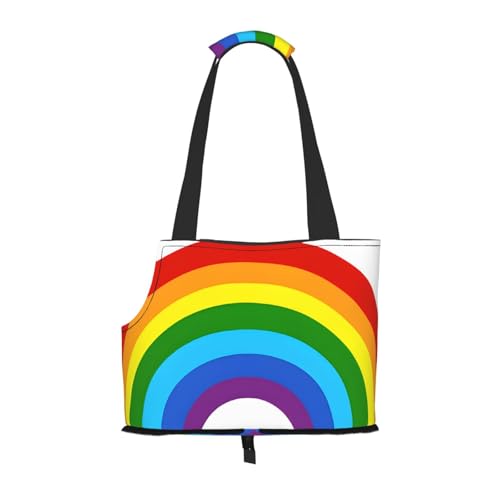 Faltbare Haustiertasche mit Regenbogen-Druck, tragbare Reisetasche für Welpen, Katzen, Haustier-Tragetasche, Rucksäcke von BEIVGOXL