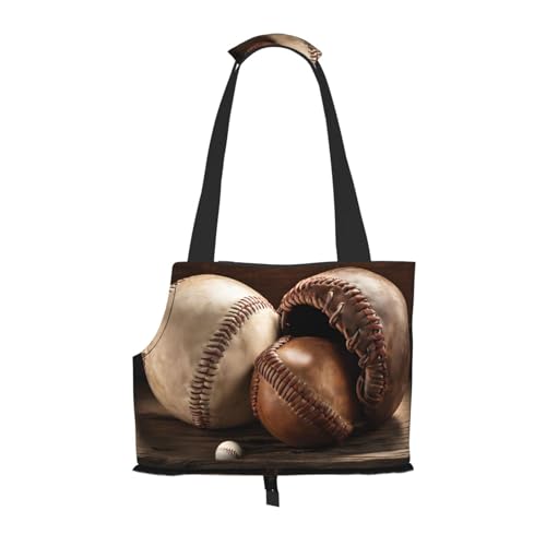 Faltbare Haustiertasche mit Retro-Baseball-Druck, tragbare Reisetasche für Welpen, Katzen, Haustier-Tragetasche, Rucksäcke von BEIVGOXL