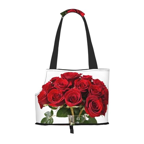 Faltbare Haustiertasche mit Rosenmotiv, tragbare Reisetasche für Welpen, Katzen, Haustier-Tragetasche, Rucksäcke von BEIVGOXL