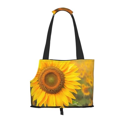 Faltbare Haustiertasche mit Sonnenblumen-Druck, tragbare Reisetasche für Welpen, Katzen, Haustier-Tragetasche, Rucksäcke von BEIVGOXL