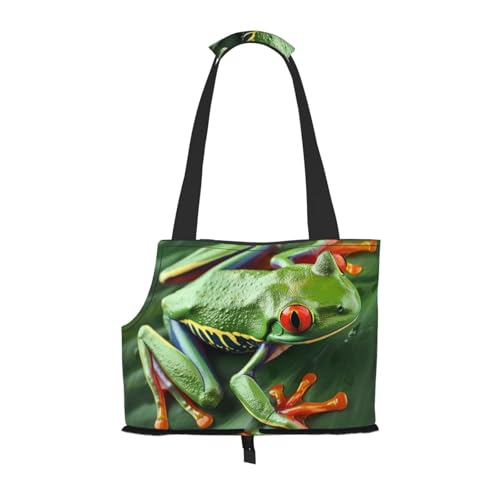 Faltbare Haustiertasche mit Tiermotiv und Froschblättern, tragbare Reisetasche für Welpen, Katzen, Haustier-Tragetasche, Rucksäcke von BEIVGOXL