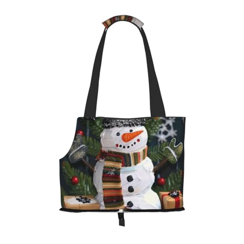 Faltbare Haustiertasche mit Weihnachtsmotiv und Schneemann, tragbar, für Welpen, Katzen, Reisetasche, Haustier-Tragetasche, Rucksäcke von BEIVGOXL