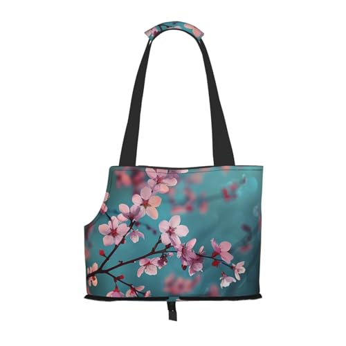 Faltbare Haustiertasche mit japanischen Kirschblumen, tragbare Reisetasche für Welpen, Katzen, Haustier-Tragetasche, Rucksäcke von BEIVGOXL