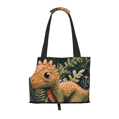 Faltbare Haustiertasche mit niedlichem Dinosaurier-Druck, tragbare Reisetasche für Welpen, Katzen, Haustier-Tragetasche, Rucksäcke von BEIVGOXL