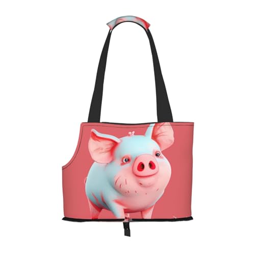 Faltbare Haustiertasche mit niedlichem Schweinchen-Motiv, tragbar, für Welpen, Katzen, Reisetasche, Haustier-Tragetasche, Rucksäcke von BEIVGOXL