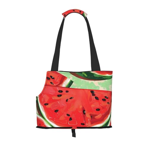 Faltbare Haustiertasche mit rotem Wassermelonen-Druck, tragbare Reisetasche für Welpen, Katzen, Haustier-Tragetasche, Rucksäcke von BEIVGOXL