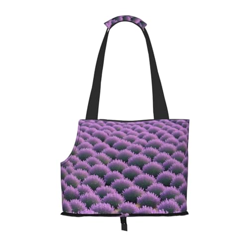 Faltbare Haustiertasche mit violettem Lavendel-Druck, tragbare Reisetasche für Welpen, Katzen, Haustier-Tragetasche, Rucksäcke von BEIVGOXL