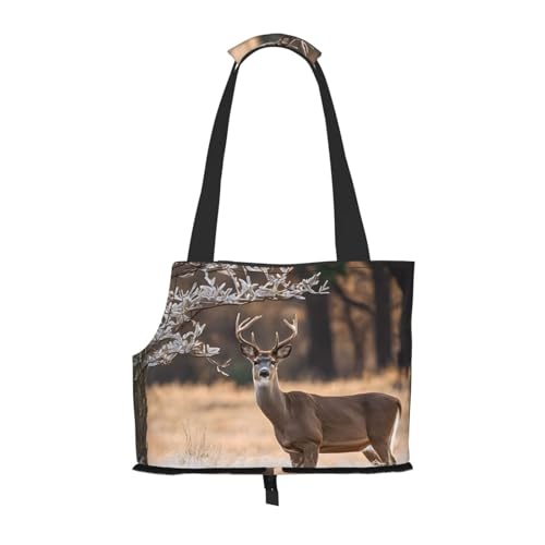 Free Whitetail Deer Printed Foldable Pet Bag - Portable Puppy Cat Travel Handbag Tote,Pet Carrier Backpacks von BEIVGOXL