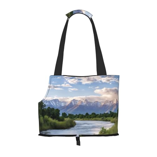 Grand Teton National Park bedruckte faltbare Haustiertasche – tragbare Reisetasche für Welpen, Katzen, Haustier-Tragetasche, Rucksäcke von BEIVGOXL