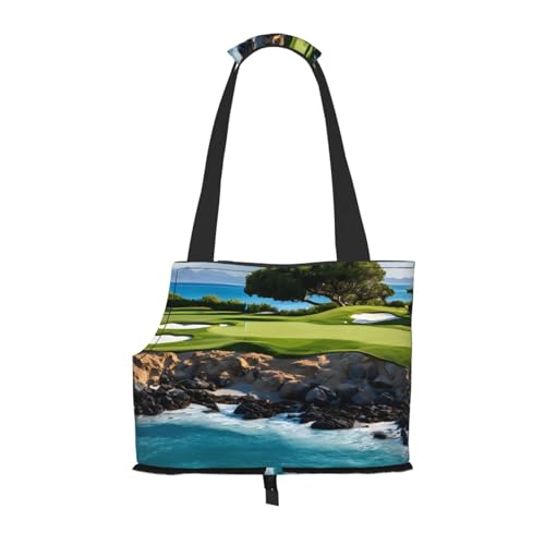 Hawaii Beach Golfplatz bedruckte faltbare Haustiertasche – tragbare Reisetasche für Welpen, Katzen, Haustier-Tragetasche, Rucksäcke von BEIVGOXL