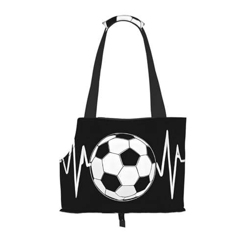 I Love Soccer bedruckte faltbare Haustiertasche – tragbare Reisetasche für Welpen, Katzen, Haustier-Tragetasche, Rucksäcke von BEIVGOXL