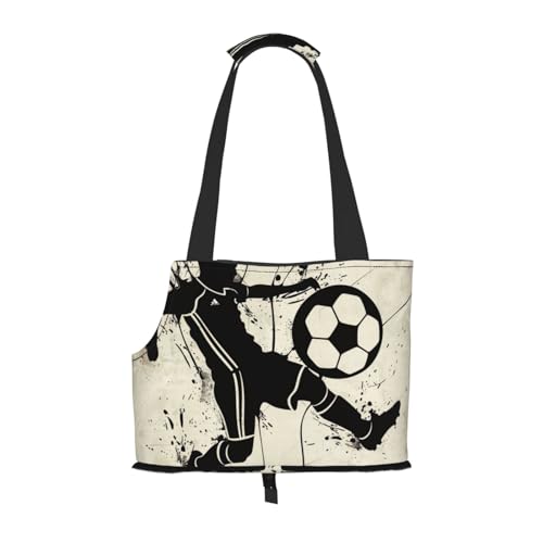 I Love Soccer bedruckte faltbare Haustiertasche – tragbare Reisetasche für Welpen, Katzen, Haustier-Tragetasche, Rucksäcke von BEIVGOXL