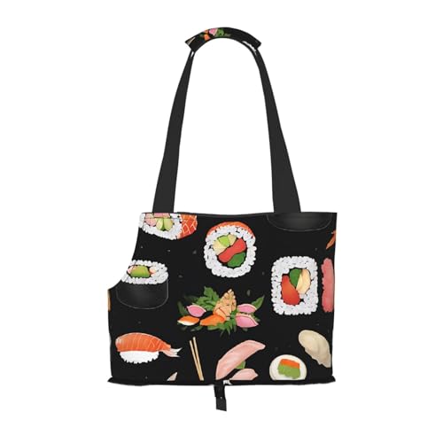 Japanische Sushi-Tasche für Haustiere, schwarz, bedruckt, faltbar, für Welpen, Katzen, Reisetasche, Haustier-Tragetasche, Rucksäcke von BEIVGOXL