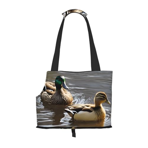 Mallard Duck bedruckte faltbare Haustiertasche – tragbare Reisetasche für Welpen, Katzen, Haustier-Tragetasche, Rucksäcke von BEIVGOXL