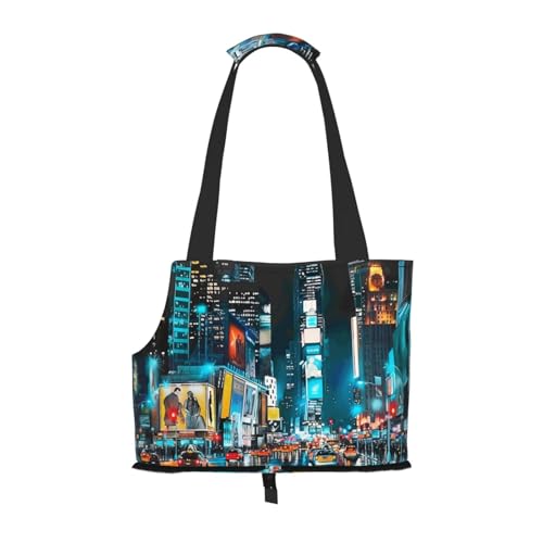 New York Paintings bedruckte faltbare Haustiertasche – tragbare Reisetasche für Welpen, Katzen, Haustier-Tragetasche, Rucksäcke von BEIVGOXL