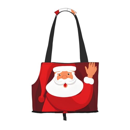 Niedliche faltbare Haustiertasche mit Weihnachtsmann-Druck, tragbare Reisetasche für Welpen, Katzen, Haustier-Tragetasche, Rucksäcke von BEIVGOXL