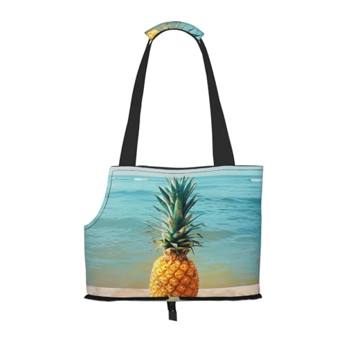 Pineapple by The Sea bedruckte faltbare Haustiertasche – tragbare Reisetasche für Welpen, Katzen, Haustier-Tragetasche, Rucksäcke von BEIVGOXL