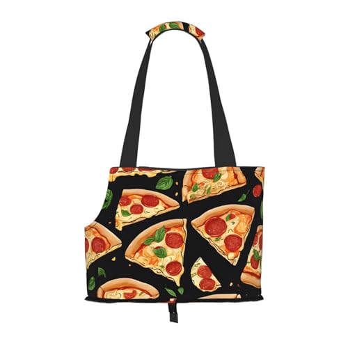 Pizza-3D-gedruckte, faltbare Haustiertasche – tragbare Reisetasche für Welpen, Katzen, Haustier-Tragetasche, Rucksäcke von BEIVGOXL