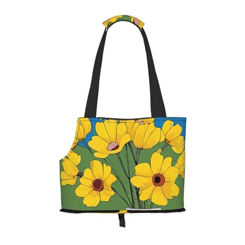 Schöne faltbare Haustiertasche mit Sonnenblumen-Druck, tragbare Reisetasche für Welpen, Katzen, Haustier-Tragerucksäcke. von BEIVGOXL