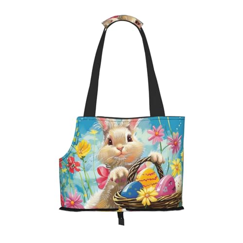 Spring Happy Festival Holiday bedruckte faltbare Haustiertasche – tragbare Reisetasche für Welpen, Katzen, Haustier-Tragetasche, Rucksäcke von BEIVGOXL