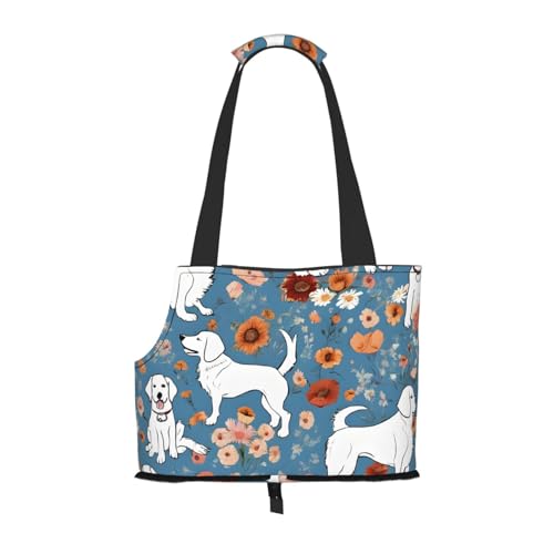 Sweet Basset Hound Florals bedruckte faltbare Haustiertasche – tragbare Reisetasche für Welpen, Katzen, Haustier-Tragetasche, Rucksäcke von BEIVGOXL