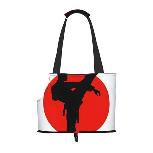 Taekwondo-Design bedruckte faltbare Haustiertasche – tragbare Reisetasche für Welpen, Katzen, Haustier-Tragetasche, Rucksäcke von BEIVGOXL