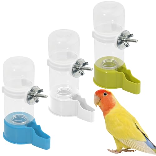 BELEFU Automatischer Vogelwasserspender, 133 ml, Kunststoff, hängende Vogelbewässerung, kein Durcheinander, Sittich-Wasserspender für Käfigfütterung, Papageien, Nymphensittiche, Wellensittiche, von BELEFU