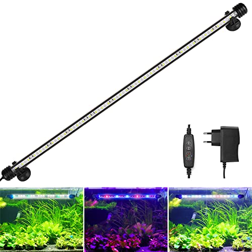 BELLALICHT LED Timer Aquarium Beleuchtung - Aquarien Lampe [RGB-Weiß Licht] mit eingebautem Timer Dimmer, Dimmbar 10 Helligkeitsstufen IP67 Wasserdicht Light für Fisch Tank Pflanze, L-63C von BELLALICHT