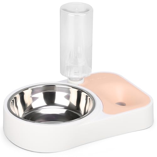 BELLE VOUS Futterspender für Katzen und Hunde - Automatischer Futterspender Hund - 500 ml - Automatischer Wasserspender für Haustiere - Katzentränke - Ohne Stromversorgung - Rosa von BELLE VOUS