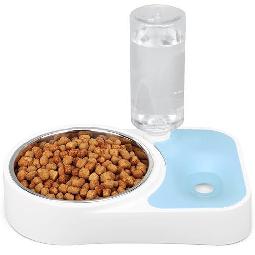 Belle Vous Blauer Automatischer Wasserspender mit Futternapf Hund/Katze - 500 ml - Schwerkraft-Wasserspender Katzen/Hunde aus Kunststoff - Für Kleine/Mittelgroße/Große Hunde, Katzen, Kaninchen & Mehr von BELLE VOUS