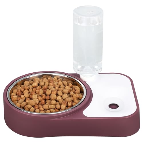 BELLE VOUS Futterspender für Katzen und Hunde - Automatischer Futterspender Hund - 500 ml - Automatischer Wasserspender für Haustiere - Katzentränke - Ohne Stromversorgung - Braun von BELLE VOUS