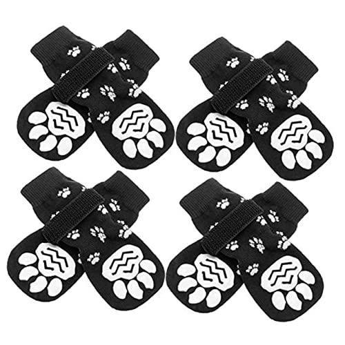 BELLIFFY 8st Hundesocken Waschbare Welpensocken Hundezubehör Atmungsaktive Welpensocken Hundepfotenschutz Atmungsaktive Socken Für Haustiere Tierische Pfote Black Reine Baumwolle von BELLIFFY